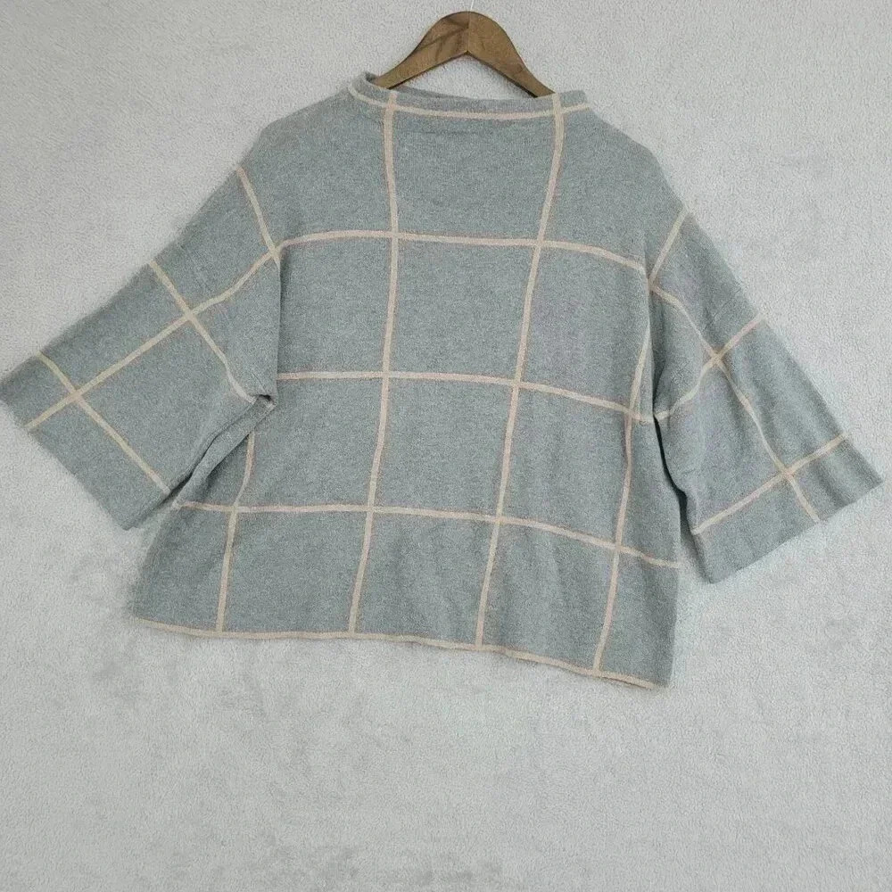 Ann Taylor Gray and Cream Cowl Neck Sweater